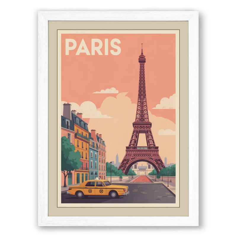 Postcard from Paris Vintage Framed Wall Art Print A1 (84.1×59.4cm) White, Wall Decor for Living Room, Bedroom, Office & Home, Ready to Hang, Art Gift - Image 1