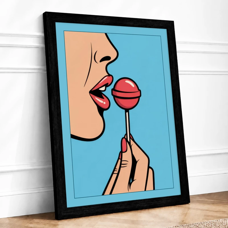 Sweet Temptation Modern Framed Wall Art Print A1 (84.1×59.4cm) Black, Wall Decor for Living Room, Bedroom, Office & Home, Ready to Hang, Art Gift