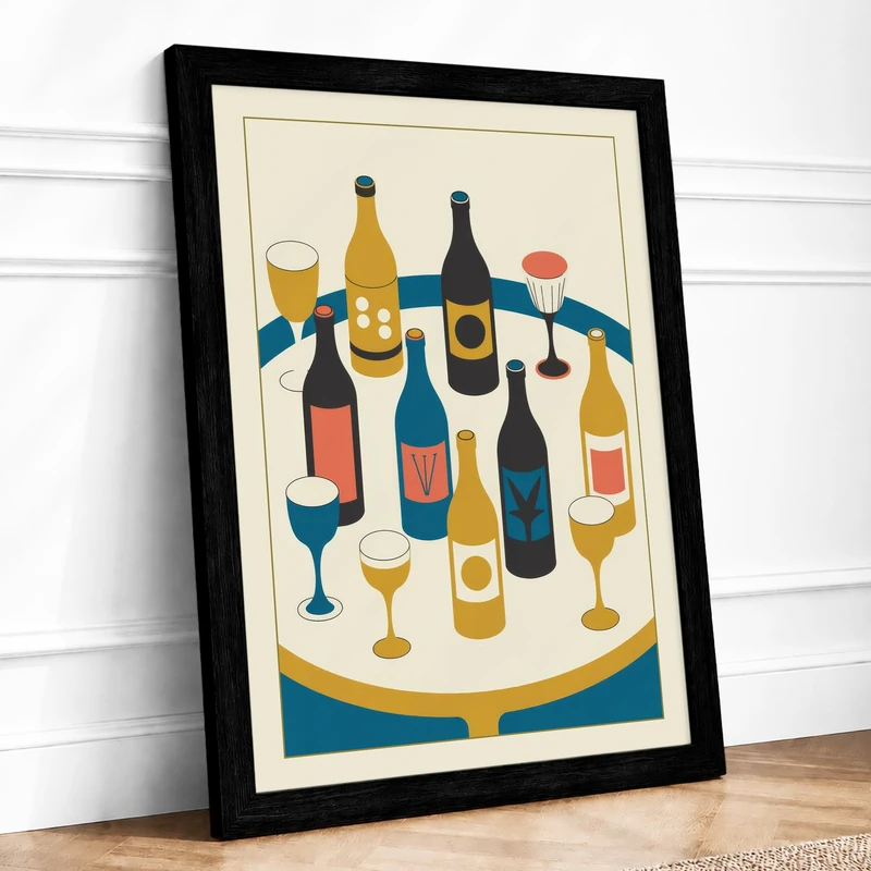 Cheers Collection Modern Framed Wall Art Print A1 (84.1×59.4cm) Black, Wall Decor for Living Room, Bedroom, Office & Home, Ready to Hang, Art Gift