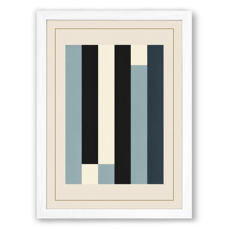 Stripe Study Minimalist Framed Wall Art Print A1 (84.1×59.4cm) White, Wall Decor for Living Room, Bedroom, Office & Home, Ready to Hang, Art Gift
