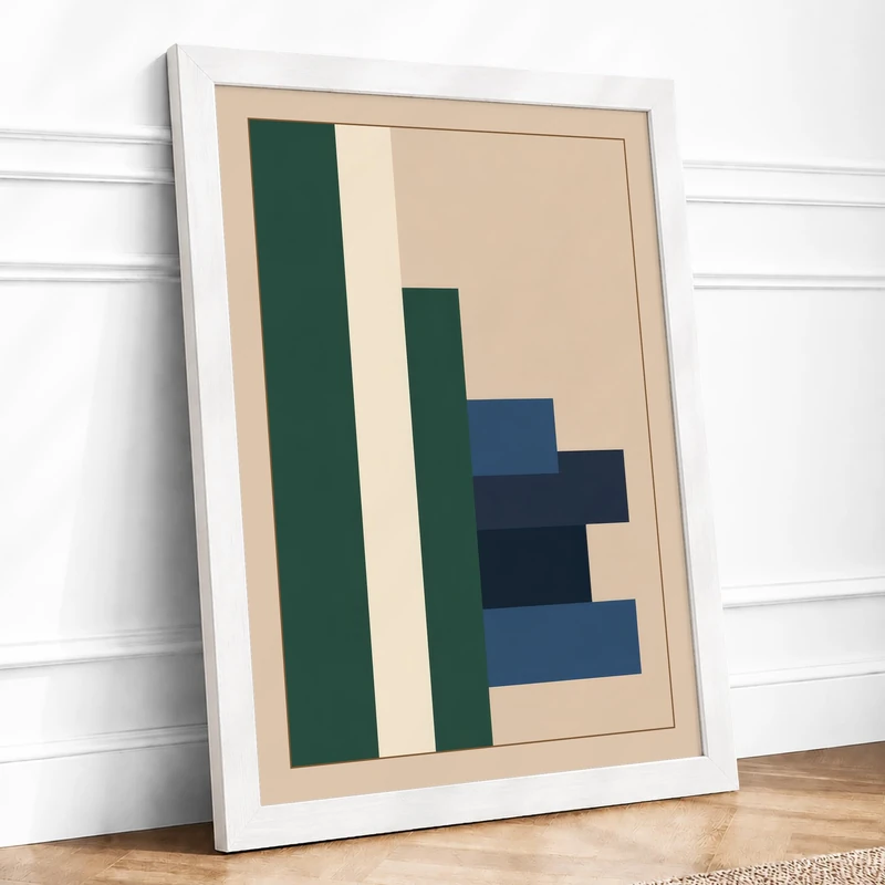 Geometric Descent Minimalist Framed Wall Art Print A1 (84.1×59.4cm) White, Wall Decor for Living Room, Bedroom, Office & Home, Ready to Hang, Art Gift