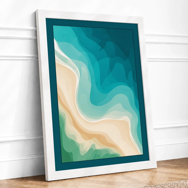 Aerial Forms Abstract Framed Wall Art Print A1 (84.1×59.4cm) White, Wall Decor for Living Room, Bedroom, Office & Home, Ready to Hang, Art Gift - Image 1
