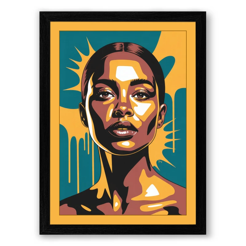 Golden Radiance Modern Framed Wall Art Print A1 (84.1×59.4cm) Black, Wall Decor for Living Room, Bedroom, Office & Home, Ready to Hang, Art Gift - Image 1