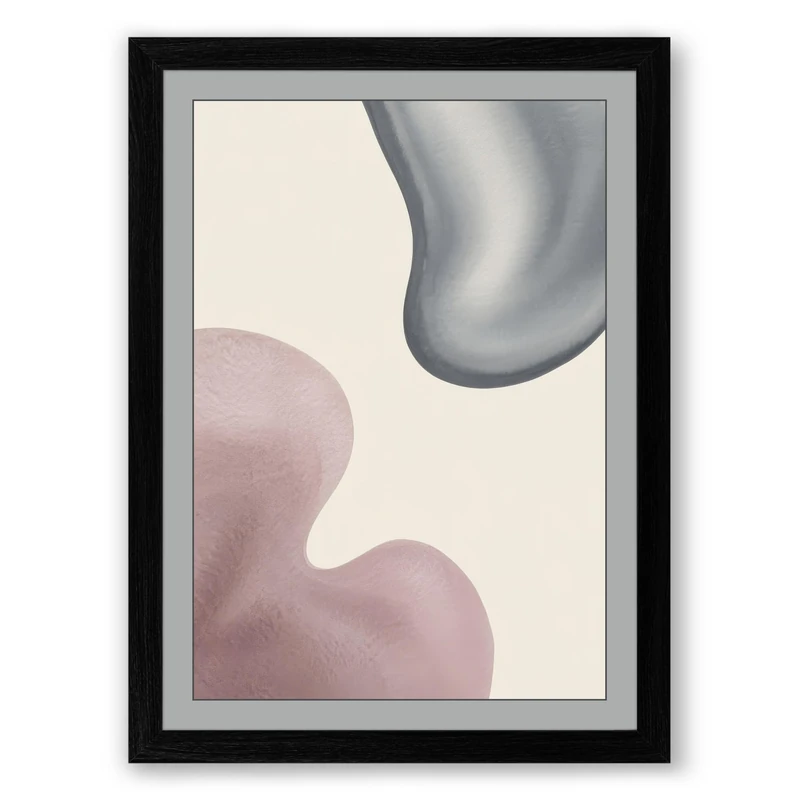 Floating Forms Minimalist Framed Wall Art Print A1 (84.1×59.4cm) Black, Wall Decor for Living Room, Bedroom, Office & Home, Ready to Hang, Art Gift