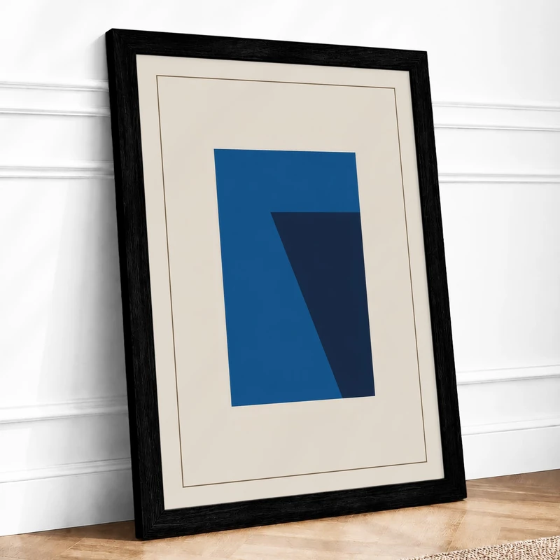 Blue Division Minimalist Framed Wall Art Print A1 (84.1×59.4cm) Black, Wall Decor for Living Room, Bedroom, Office & Home, Ready to Hang, Art Gift - Image 1