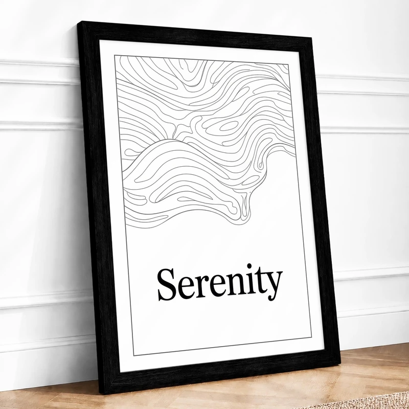 Serenity in Lines Minimalist Framed Wall Art Print A1 (84.1×59.4cm) Black, Wall Decor for Living Room, Bedroom, Office & Home, Ready to Hang, Art Gift