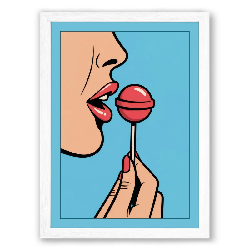 Sweet Temptation Modern Framed Wall Art Print A1 (84.1×59.4cm) White, Wall Decor for Living Room, Bedroom, Office & Home, Ready to Hang, Art Gift