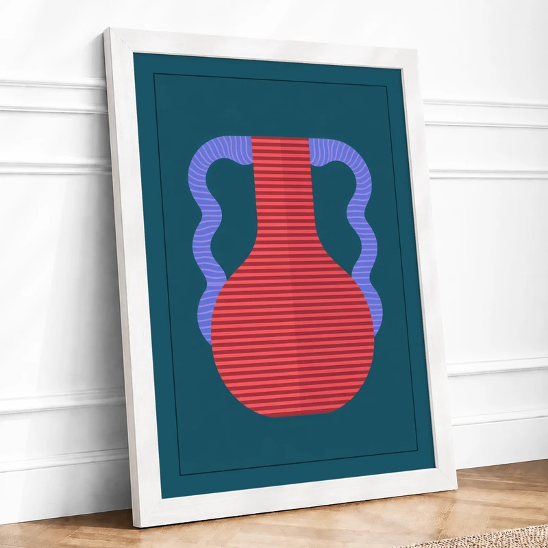 Vase Form Geometric Framed Wall Art Print A1 (84.1×59.4cm) White, Wall Decor for Living Room, Bedroom, Office & Home, Ready to Hang, Art Gift