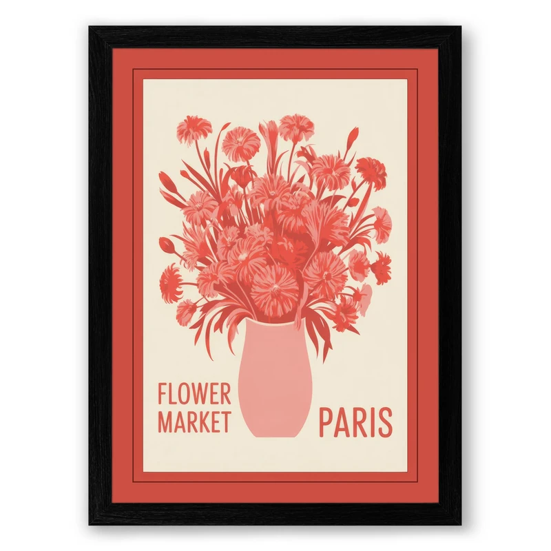Postcard from Paris Vintage Framed Wall Art Print A1 (84.1×59.4cm) Black, Wall Decor for Living Room, Bedroom, Office & Home, Ready to Hang, Art Gift