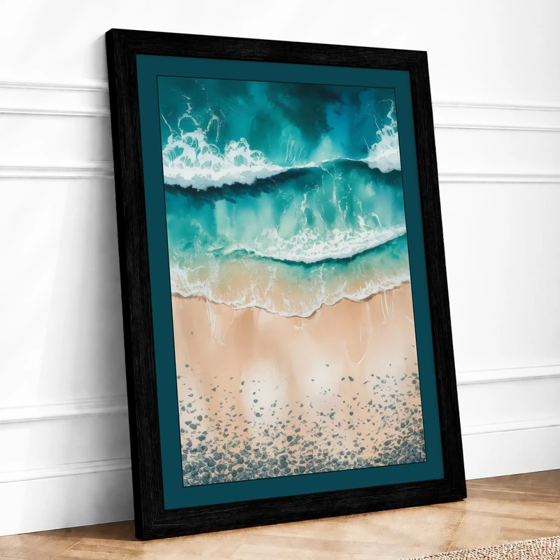 Rhythms Coastal Framed Wall Art Print A1 (84.1×59.4cm) Black, Wall Decor for Living Room, Bedroom, Office & Home, Ready to Hang, Art Gift