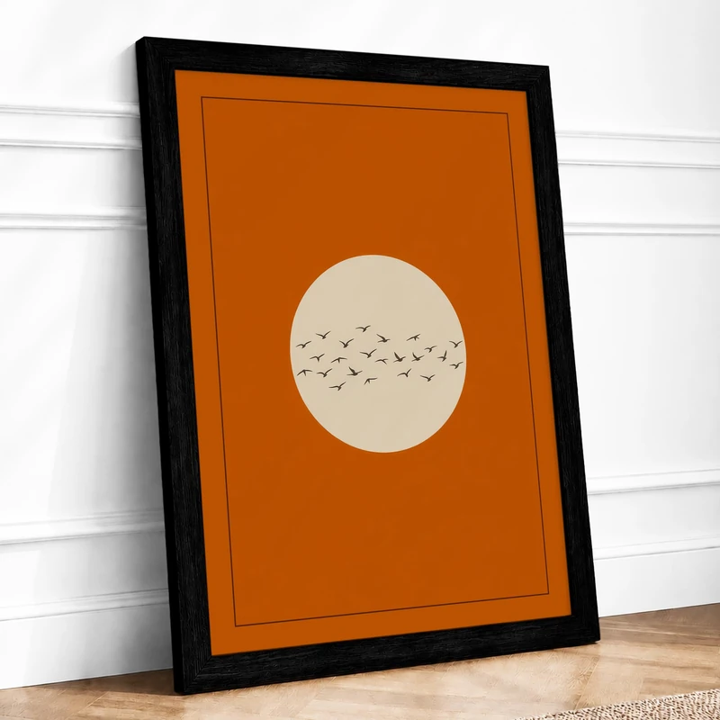 Birds in Flight Minimalist Framed Wall Art Print A1 (84.1×59.4cm) Black, Wall Decor for Living Room, Bedroom, Office & Home, Ready to Hang, Art Gift - Image 1