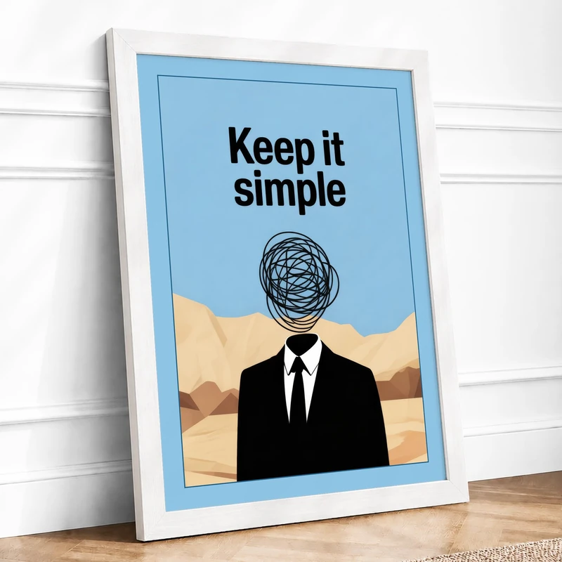 Keep It Simple Modern Framed Wall Art Print A1 (84.1×59.4cm) White, Wall Decor for Living Room, Bedroom, Office & Home, Ready to Hang, Art Gift