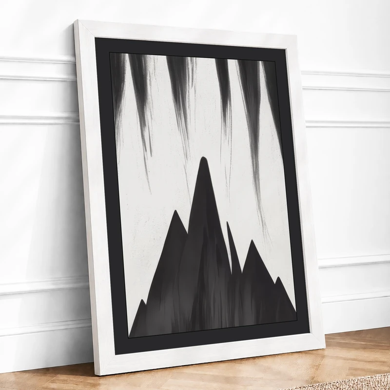 Mountain Peak Descent Abstract Framed Wall Art Print A1 (84.1×59.4cm) White, Wall Decor for Living Room, Bedroom, Office & Home, Ready to Hang, Art Gift