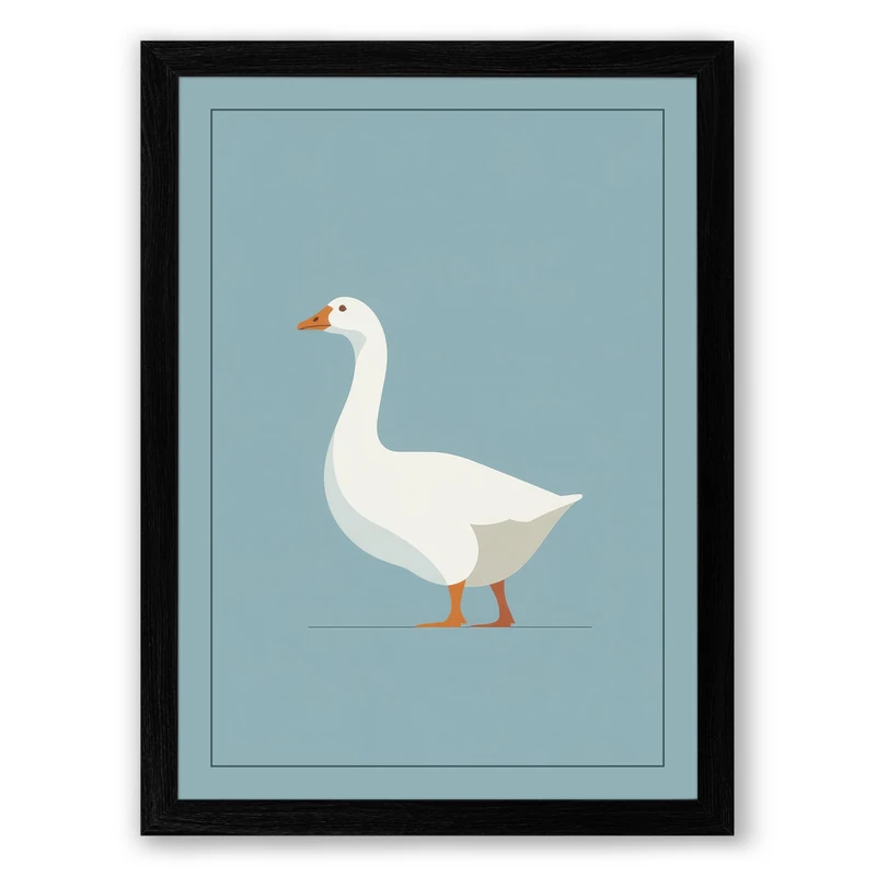 Graceful Goose Minimalist Framed Wall Art Print A1 (84.1×59.4cm) Black, Wall Decor for Living Room, Bedroom, Office & Home, Ready to Hang, Art Gift