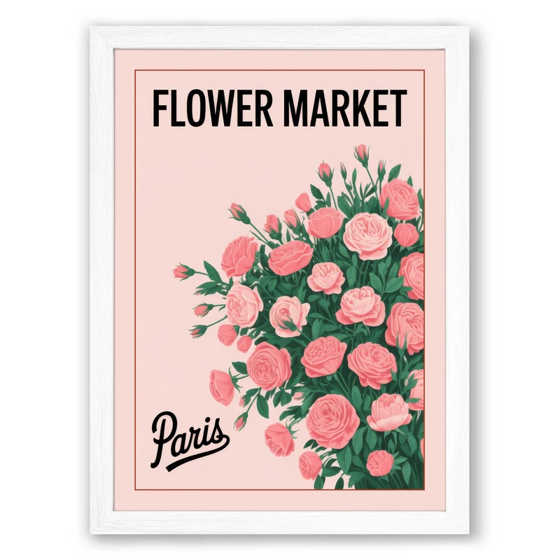Postcard from Paris Vintage Framed Wall Art Print A1 (84.1×59.4cm) White, Wall Decor for Living Room, Bedroom, Office & Home, Ready to Hang, Art Gift - Image 1