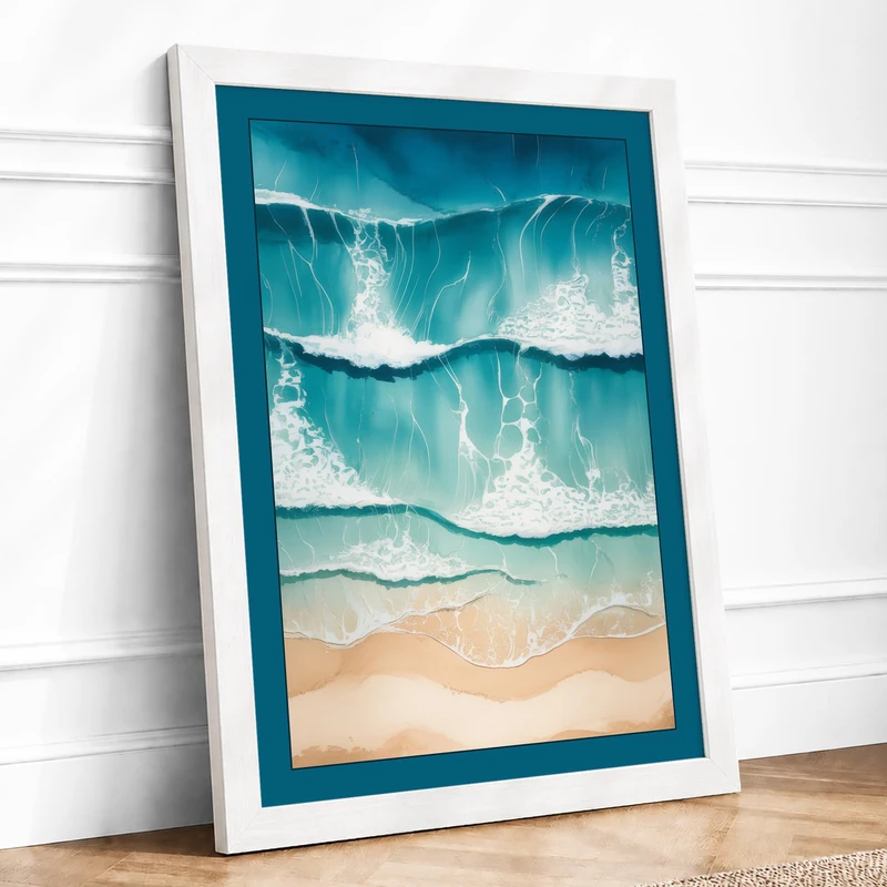 Tides at Rest Coastal Framed Wall Art Print A1 (84.1×59.4cm) White, Wall Decor for Living Room, Bedroom, Office & Home, Ready to Hang, Art Gift