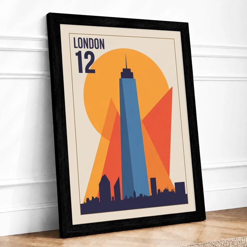 Postcard from London Art Deco Framed Wall Art Print A1 (84.1×59.4cm) Black, Wall Decor for Living Room, Bedroom, Office & Home, Ready to Hang, Art Gift