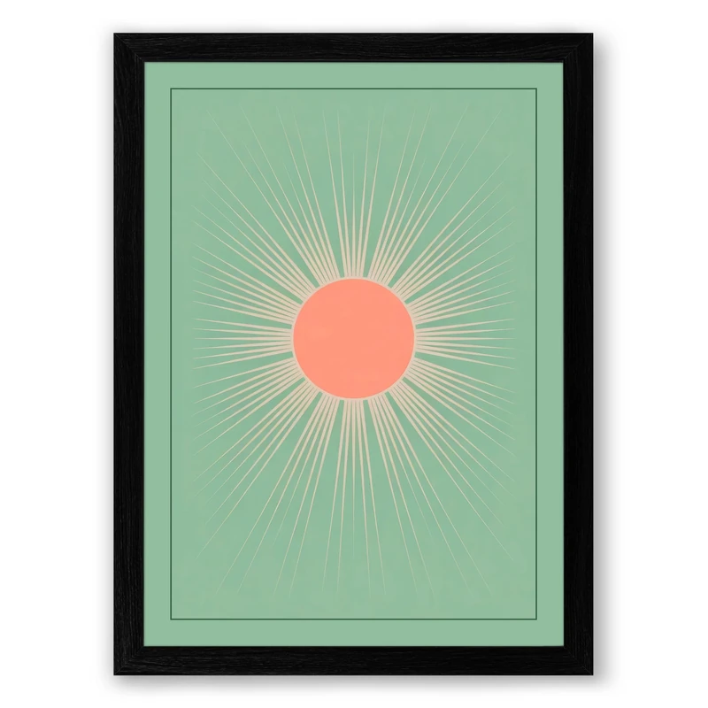 Rising Sun Minimalist Framed Wall Art Print A1 (84.1×59.4cm) Black, Wall Decor for Living Room, Bedroom, Office & Home, Ready to Hang, Art Gift - Image 1