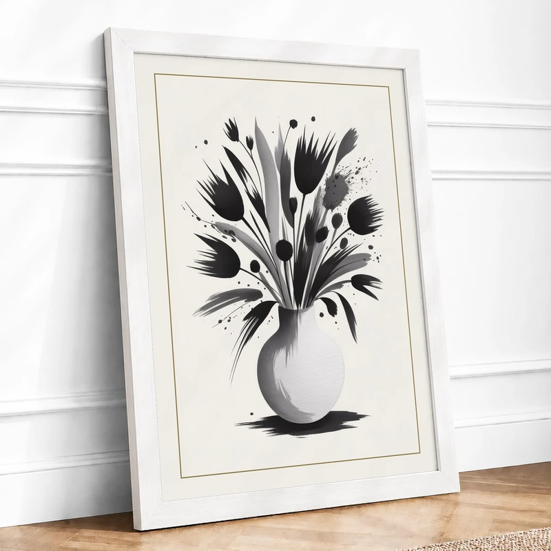 Foliage Study Botanical Framed Wall Art Print A1 (84.1×59.4cm) White, Wall Decor for Living Room, Bedroom, Office & Home, Ready to Hang, Art Gift - Image 1