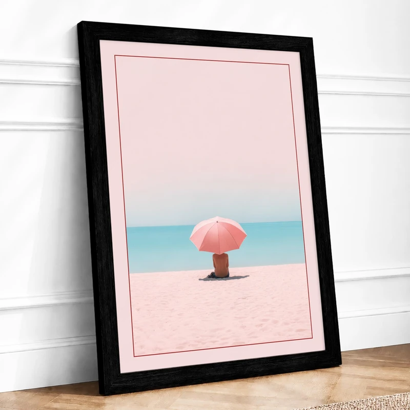 Solitude by the Sea Minimalist Framed Wall Art Print A1 (84.1×59.4cm) Black, Wall Decor for Living Room, Bedroom, Office & Home, Ready to Hang, Art Gift - Image 1
