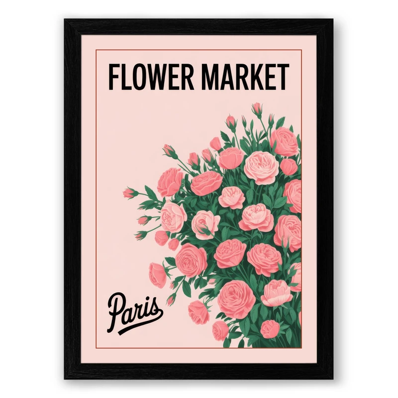 Postcard from Paris Vintage Framed Wall Art Print A1 (84.1×59.4cm) Black, Wall Decor for Living Room, Bedroom, Office & Home, Ready to Hang, Art Gift
