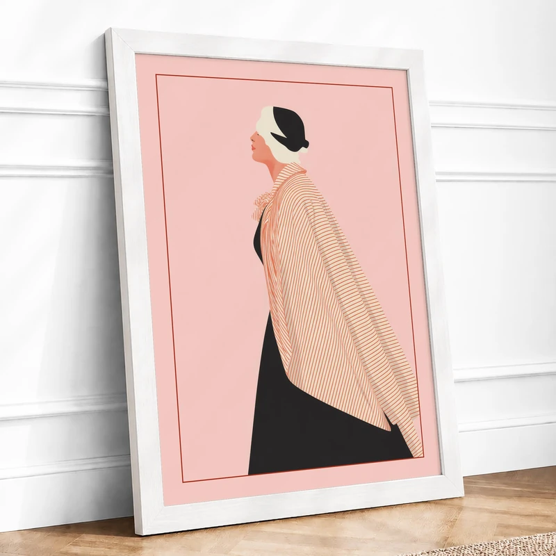Elegant Figure in Black Modern Framed Wall Art Print A1 (84.1×59.4cm) White, Wall Decor for Living Room, Bedroom, Office & Home, Ready to Hang, Art Gift - Image 1