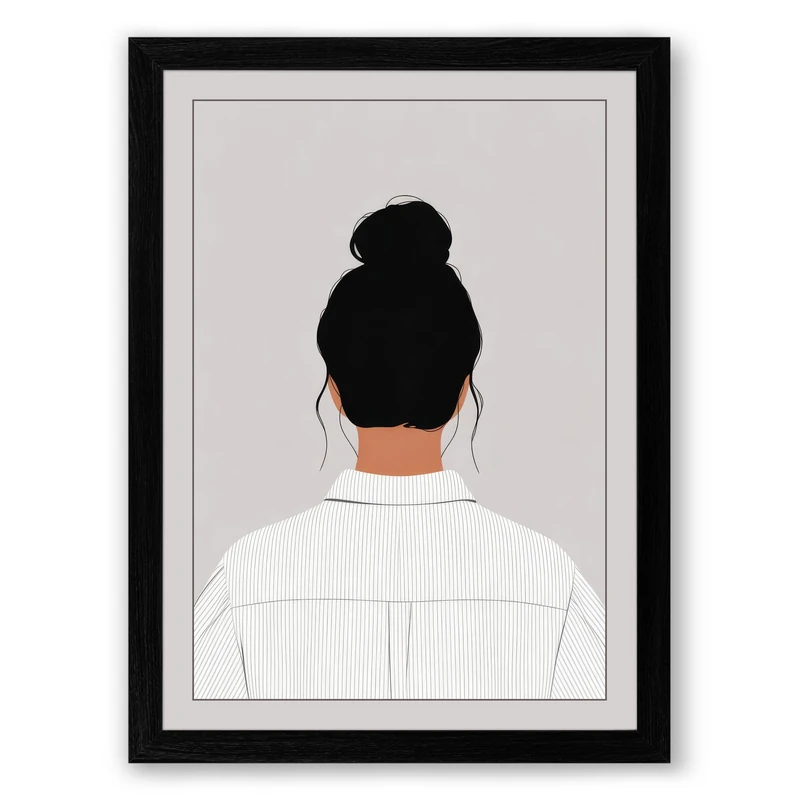 Figure in White Minimalist Framed Wall Art Print A1 (84.1×59.4cm) Black, Wall Decor for Living Room, Bedroom, Office & Home, Ready to Hang, Art Gift