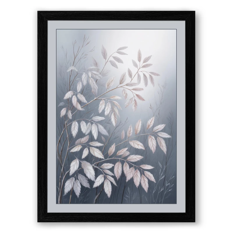 Soft Foliage Study Botanical Framed Wall Art Print A1 (84.1×59.4cm) Black, Wall Decor for Living Room, Bedroom, Office & Home, Ready to Hang, Art Gift
