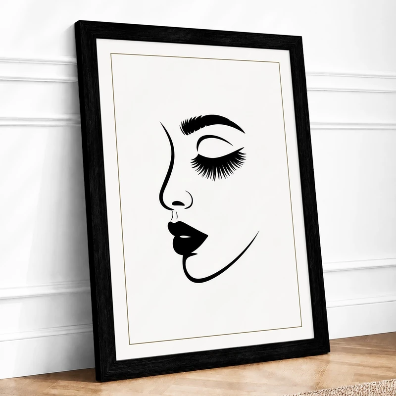 Line Profile Minimalist Framed Wall Art Print A1 (84.1×59.4cm) Black, Wall Decor for Living Room, Bedroom, Office & Home, Ready to Hang, Art Gift
