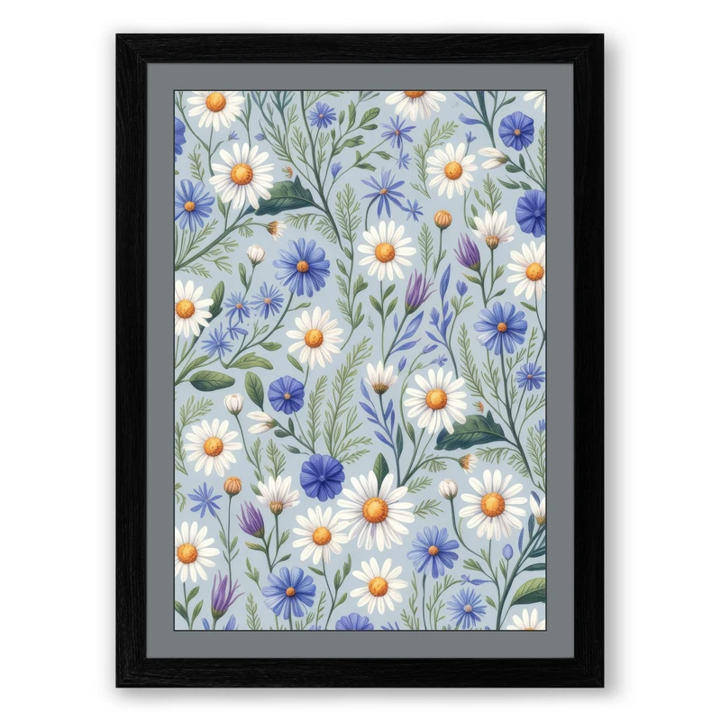 Wildflower Meadow Botanical Framed Wall Art Print A1 (84.1×59.4cm) Black, Wall Decor for Living Room, Bedroom, Office & Home, Ready to Hang, Art Gift - Image 1