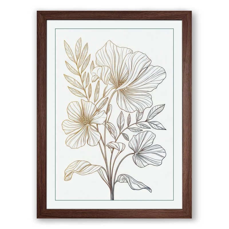 Study Botanical Framed Wall Art Print A1 (84.1×59.4cm) Walnut, Wall Decor for Living Room, Bedroom, Office & Home, Ready to Hang, Art Gift - Image 1