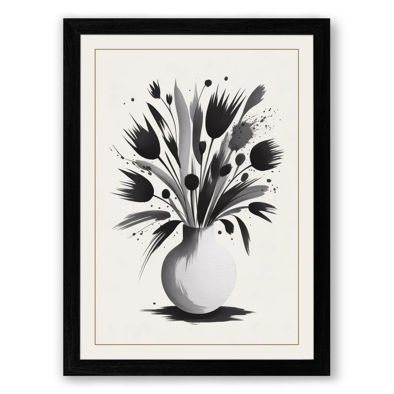 Foliage Study Botanical Framed Wall Art Print A1 (84.1×59.4cm) Black, Wall Decor for Living Room, Bedroom, Office & Home, Ready to Hang, Art Gift