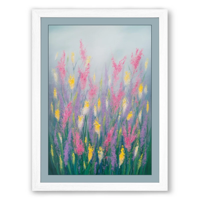 Wildflower Meadow Botanical Framed Wall Art Print A1 (84.1×59.4cm) White, Wall Decor for Living Room, Bedroom, Office & Home, Ready to Hang, Art Gift - Image 1