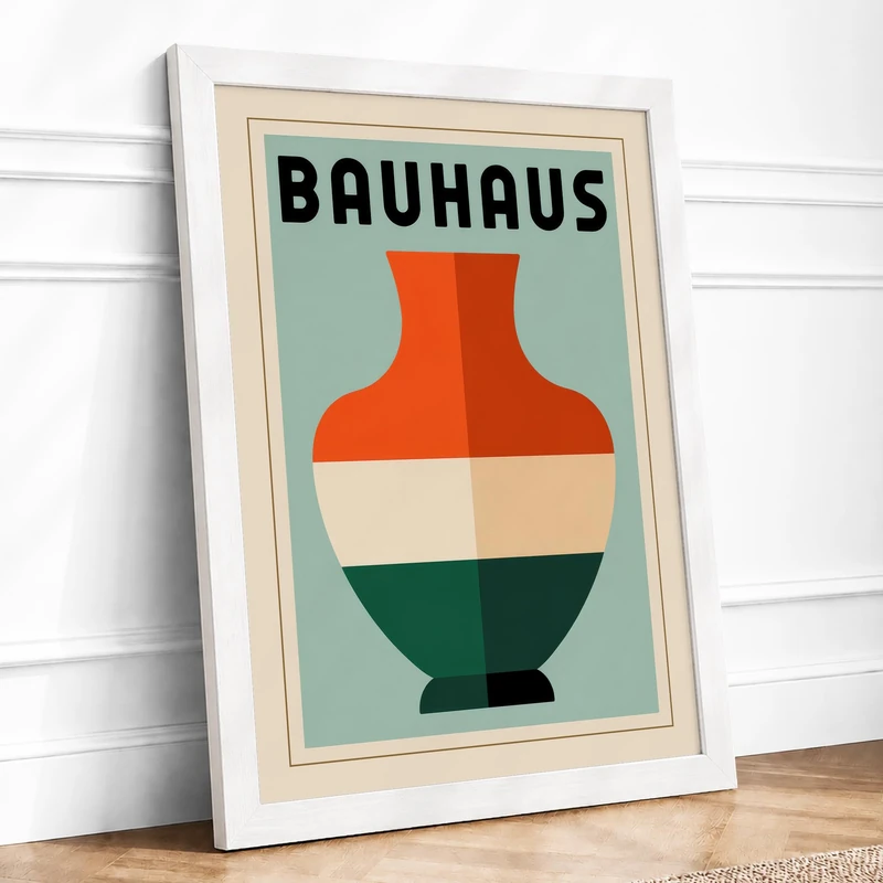Bauhaus Vessel Form Art Deco Framed Wall Art Print A1 (84.1×59.4cm) White, Wall Decor for Living Room, Bedroom, Office & Home, Ready to Hang, Art Gift - Image 1