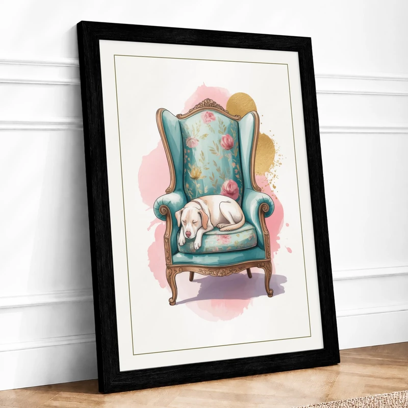 Wingback Comfort Eclectic Framed Wall Art Print A1 (84.1×59.4cm) Black, Wall Decor for Living Room, Bedroom, Office & Home, Ready to Hang, Art Gift