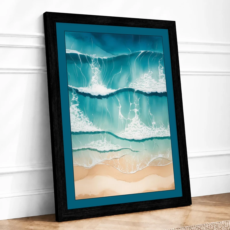 Tides at Rest Coastal Framed Wall Art Print A1 (84.1×59.4cm) Black, Wall Decor for Living Room, Bedroom, Office & Home, Ready to Hang, Art Gift