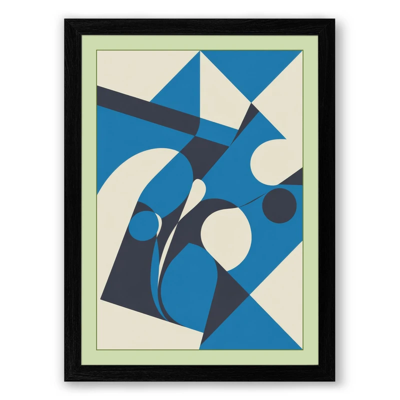 Motion Geometric Framed Wall Art Print A1 (84.1×59.4cm) Black, Wall Decor for Living Room, Bedroom, Office & Home, Ready to Hang, Art Gift