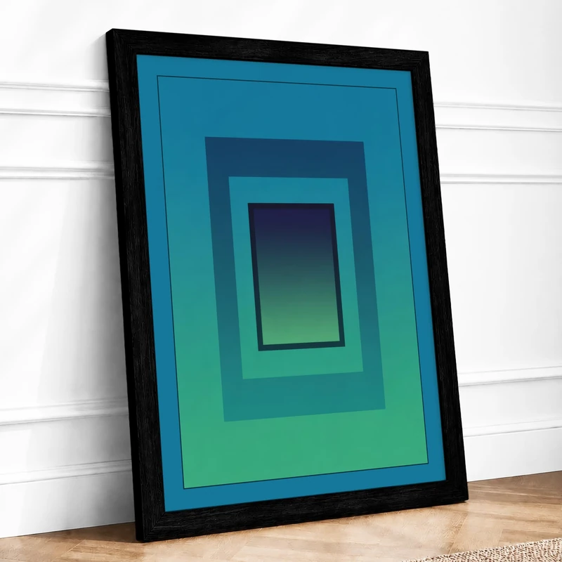 Nested Rectangles Minimalist Framed Wall Art Print A1 Black