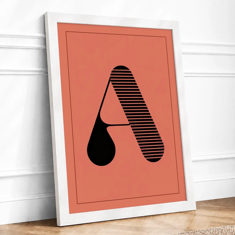 Letter A in Black Minimalist Framed Wall Art Print A1 (84.1×59.4cm) White, Wall Decor for Living Room, Bedroom, Office & Home, Ready to Hang, Art Gift - Image 1