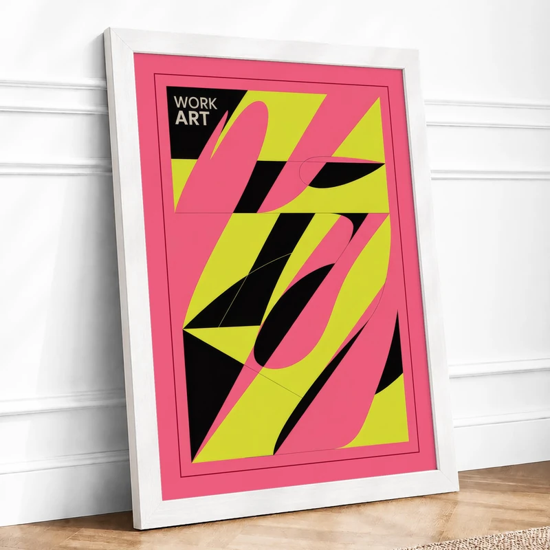 Stripes Geometric Framed Wall Art Print A1 (84.1×59.4cm) White, Wall Decor for Living Room, Bedroom, Office & Home, Ready to Hang, Art Gift