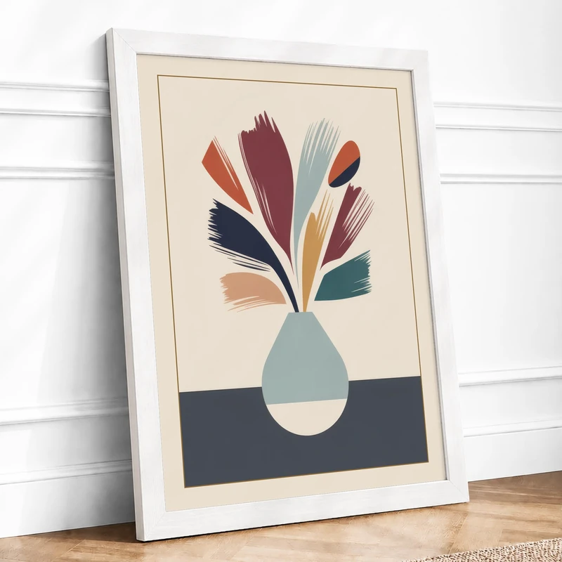 Minimal Vase Study Minimalist Framed Wall Art Print A1 (84.1×59.4cm) White, Wall Decor for Living Room, Bedroom, Office & Home, Ready to Hang, Art Gift