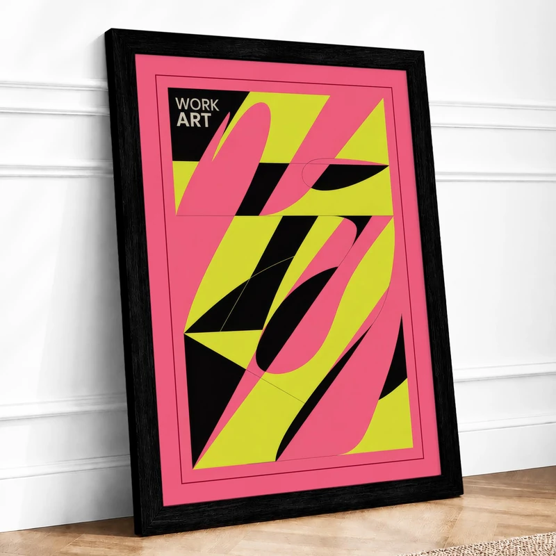 Stripes Geometric Framed Wall Art Print A1 (84.1×59.4cm) Black, Wall Decor for Living Room, Bedroom, Office & Home, Ready to Hang, Art Gift