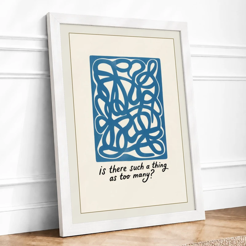 Too Many Shapes Typography Framed Wall Art Print A1 (84.1×59.4cm) White, Wall Decor for Living Room, Bedroom, Office & Home, Ready to Hang, Art Gift