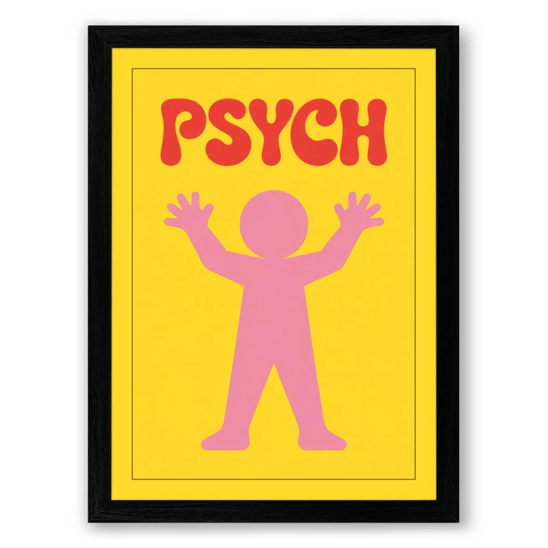 Psych Celebration Modern Framed Wall Art Print A1 (84.1×59.4cm) Black, Wall Decor for Living Room, Bedroom, Office & Home, Ready to Hang, Art Gift