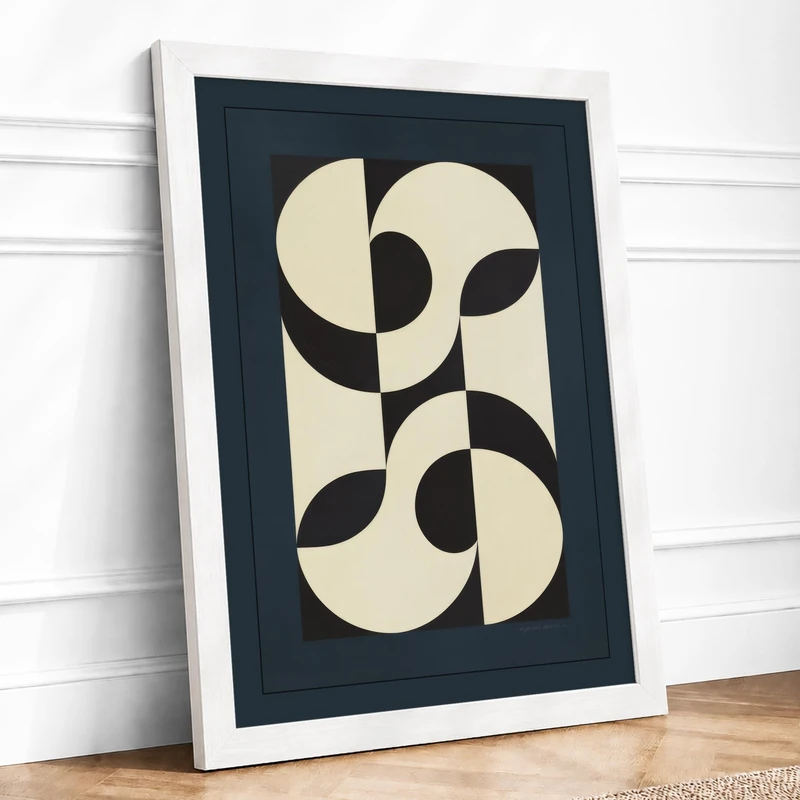 Symmetry in Grey Minimalist Framed Wall Art Print A1 (84.1×59.4cm) White, Wall Decor for Living Room, Bedroom, Office & Home, Ready to Hang, Art Gift