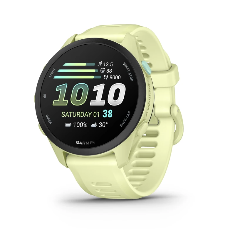 Garmin Forerunner 70, 43mm GPS running smartwatch, lightweight, AMOLED, easy to use, safety & tracking features, up to 13 days battery life, Citron