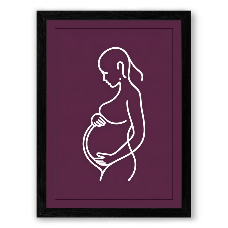 Pregnant Serenity Minimalist Framed Wall Art Print A1 (84.1×59.4cm) Black, Wall Decor for Living Room, Bedroom, Office & Home, Ready to Hang, Art Gift - Image 1