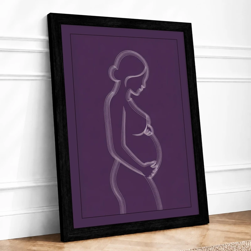 Maternal Serenity Minimalist Framed Wall Art Print A1 (84.1×59.4cm) Black, Wall Decor for Living Room, Bedroom, Office & Home, Ready to Hang, Art Gift - Image 1