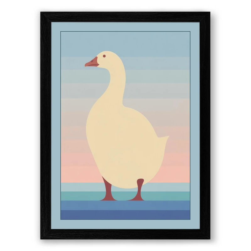 Goose at Sunrise Minimalist Framed Wall Art Print A1 (84.1×59.4cm) Black, Wall Decor for Living Room, Bedroom, Office & Home, Ready to Hang, Art Gift