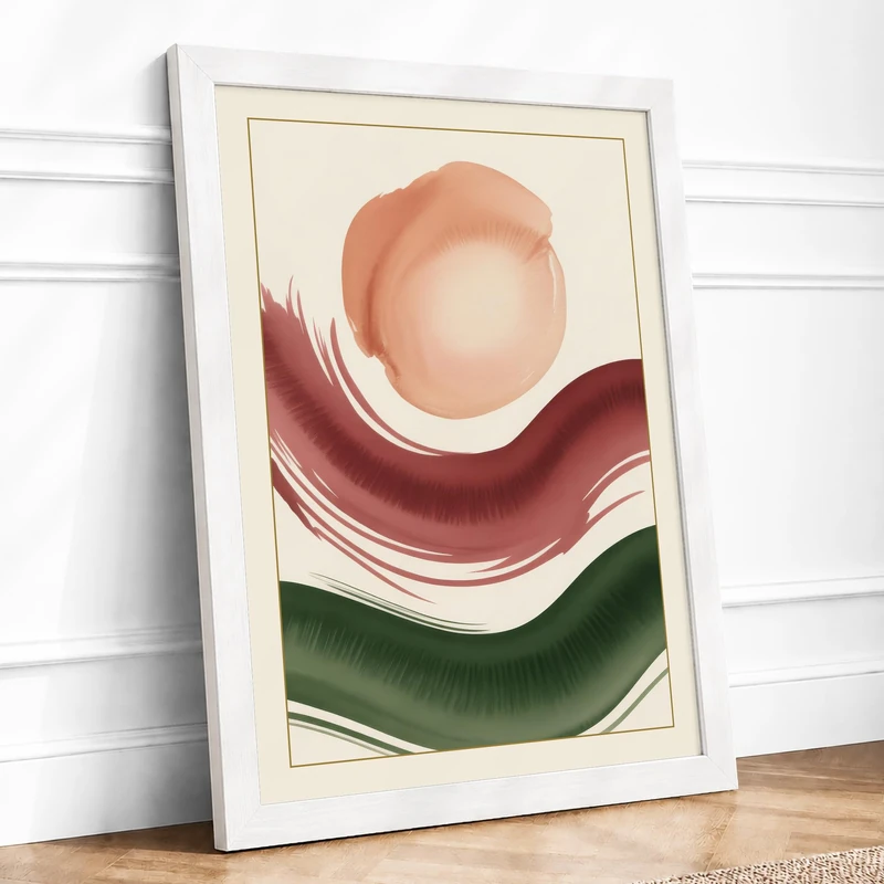 Organic Forms in Earth Minimalist Framed Wall Art Print A1 (84.1×59.4cm) White, Wall Decor for Living Room, Bedroom, Office & Home, Ready to Hang, Art Gift